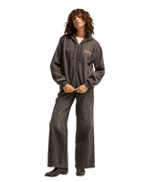 The Billabong Womens Familiar Road Zip Hoodie in Off Black