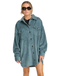 The Billabong Womens Winter Ocean Shirt Dress in Slate Blue