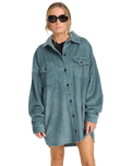 The Billabong Womens Winter Ocean Shirt Dress in Slate Blue