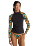 Long Sleeve Rash Vest in Black Pebble