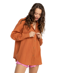 The Billabong Womens Swell Shirt in Golden Brown