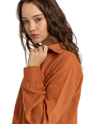 The Billabong Womens Swell Shirt in Golden Brown