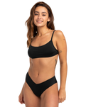 The Billabong Womens Sol Searcher Fiji Bikini Bottoms in Black Pebble
