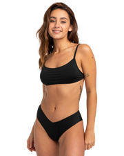 The Billabong Womens Sol Searcher Fiji Bikini Bottoms in Black Pebble