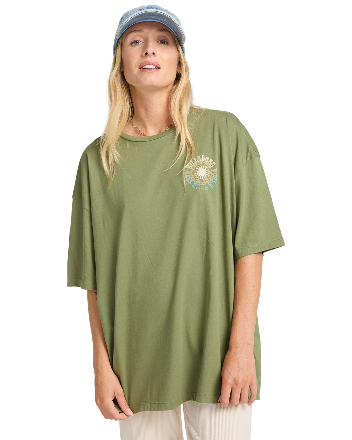 The Billabong Womens Take A Tour T-Shirt in Luv Army