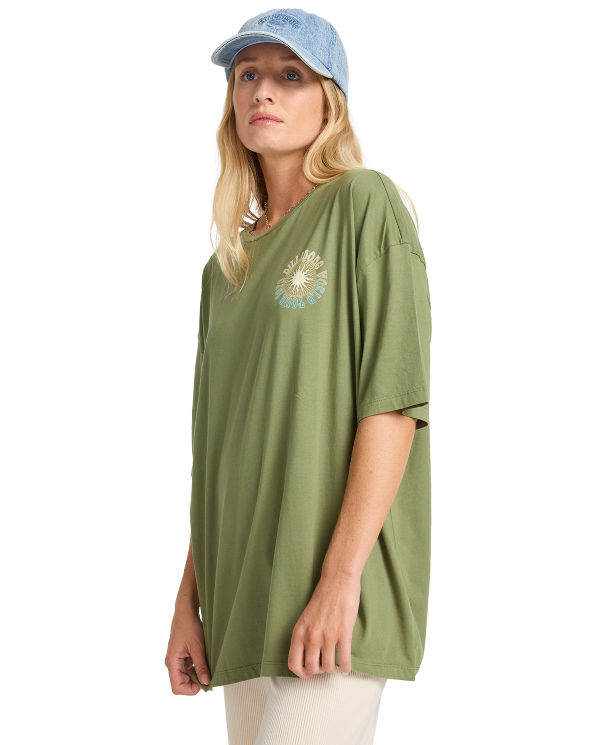 The Billabong Womens Take A Tour T-Shirt in Luv Army