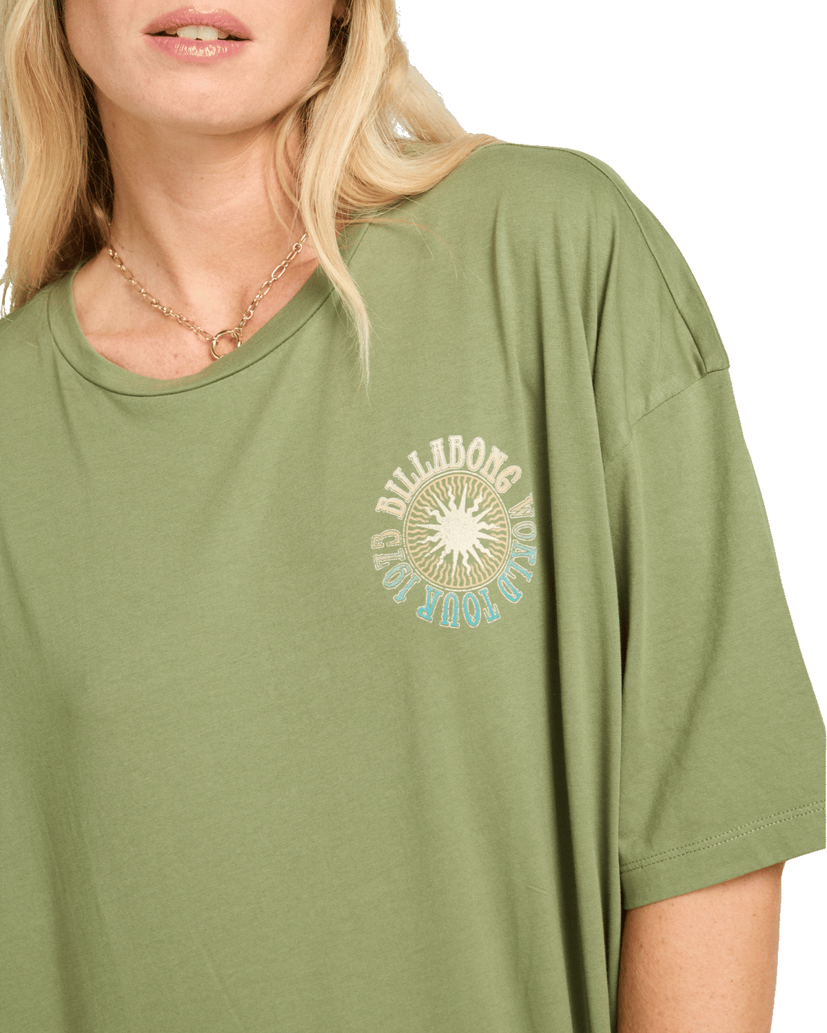 The Billabong Womens Take A Tour T-Shirt in Luv Army