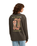 The Billabong Womens Rinding West Long Sleeve T-Shirt in Off Black