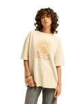 The Billabong Womens Adventure Division Good Vibes True Boy T-Shirt in Oatmeal