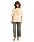 The Billabong Womens Adventure Division Good Vibes True Boy T-Shirt in Oatmeal