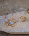 Elder Bird Moonstone Necklace in Gold Plated Brass