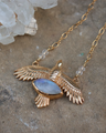 Elder Bird Moonstone Necklace in Gold Plated Brass