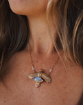 Elder Bird Moonstone Necklace in Gold Plated Brass