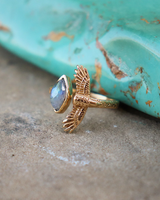 Elder Bird Moonstone Ring in Gold Plated Brass