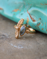 Elder Bird Moonstone Ring in Gold Plated Brass