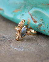 Elder Bird Moonstone Ring in Gold Plated Brass