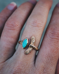 Elder Bird Turquoise Ring in Gold Plated Brass