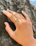 Elder Bird Turquoise Ring in Gold Plated Brass
