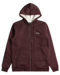 The Billabong Mens Arch Sherpa Zip Hoodie in Port