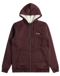 The Billabong Mens Arch Sherpa Zip Hoodie in Port