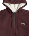 The Billabong Mens Arch Sherpa Zip Hoodie in Port