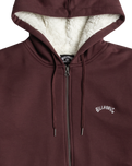 The Billabong Mens Arch Sherpa Zip Hoodie in Port