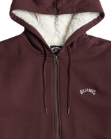 The Billabong Mens Arch Sherpa Zip Hoodie in Port