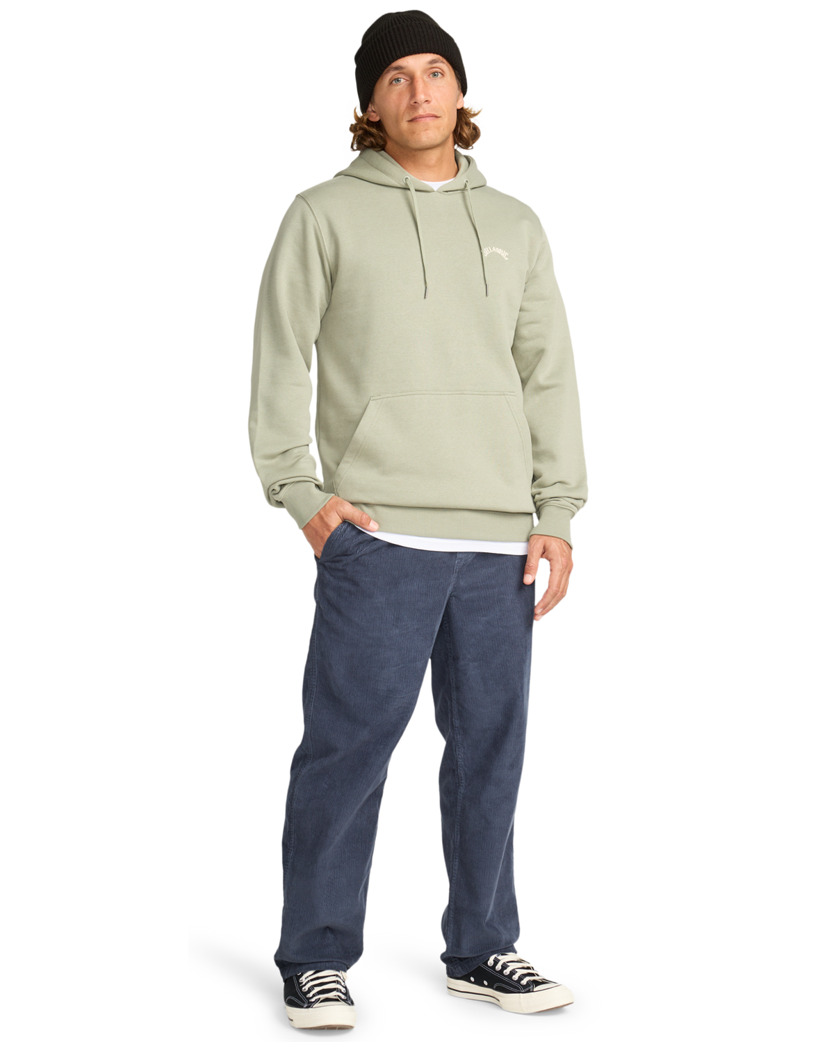 The Billabong Mens Arch Pullover Hoodie in Grey Green