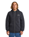 The Billabong Mens Arch Sherpa Zip Hoodie in Black