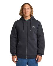 The Billabong Mens Arch Sherpa Zip Hoodie in Black