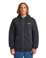 The Billabong Mens Arch Sherpa Zip Hoodie in Black