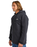 The Billabong Mens Arch Sherpa Zip Hoodie in Black