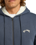 The Billabong Mens Arch Sherpa Zip Hoodie in Ombre Blue