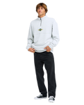 The Billabong Mens Burleigh Mock Neck 1/4 Zip Sweatshirt in Light Grey Heather