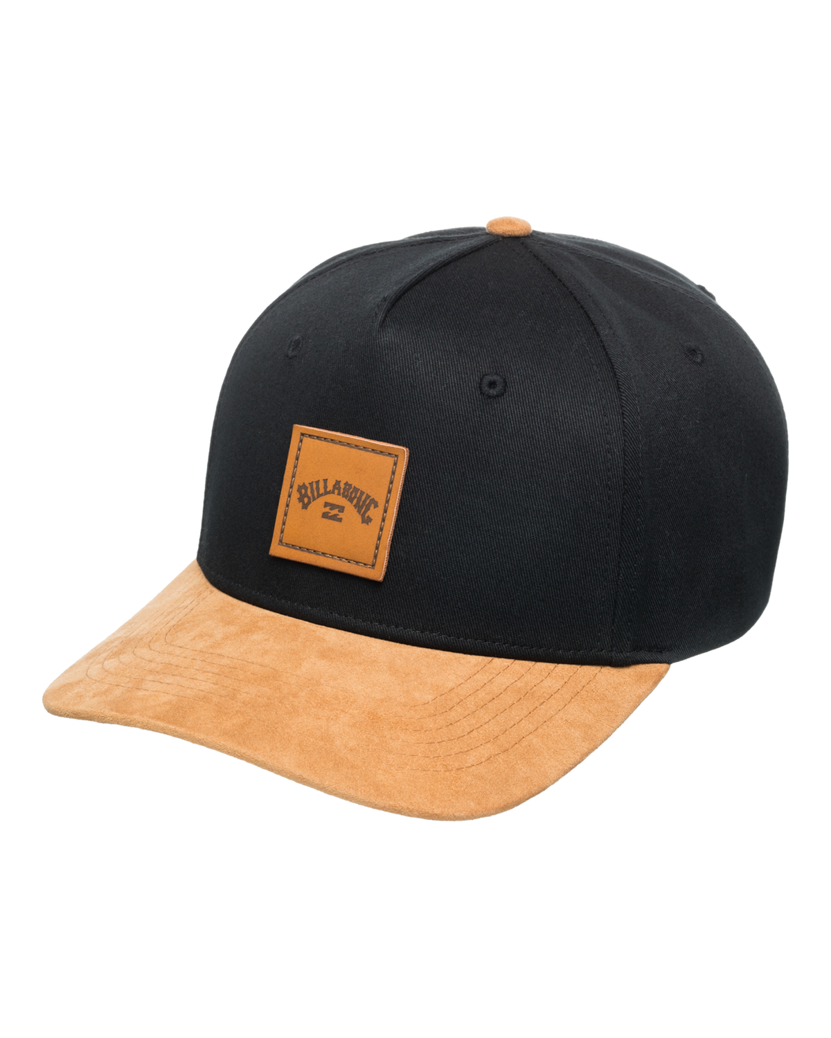 Stacked Snapback Cap in Black & Tan