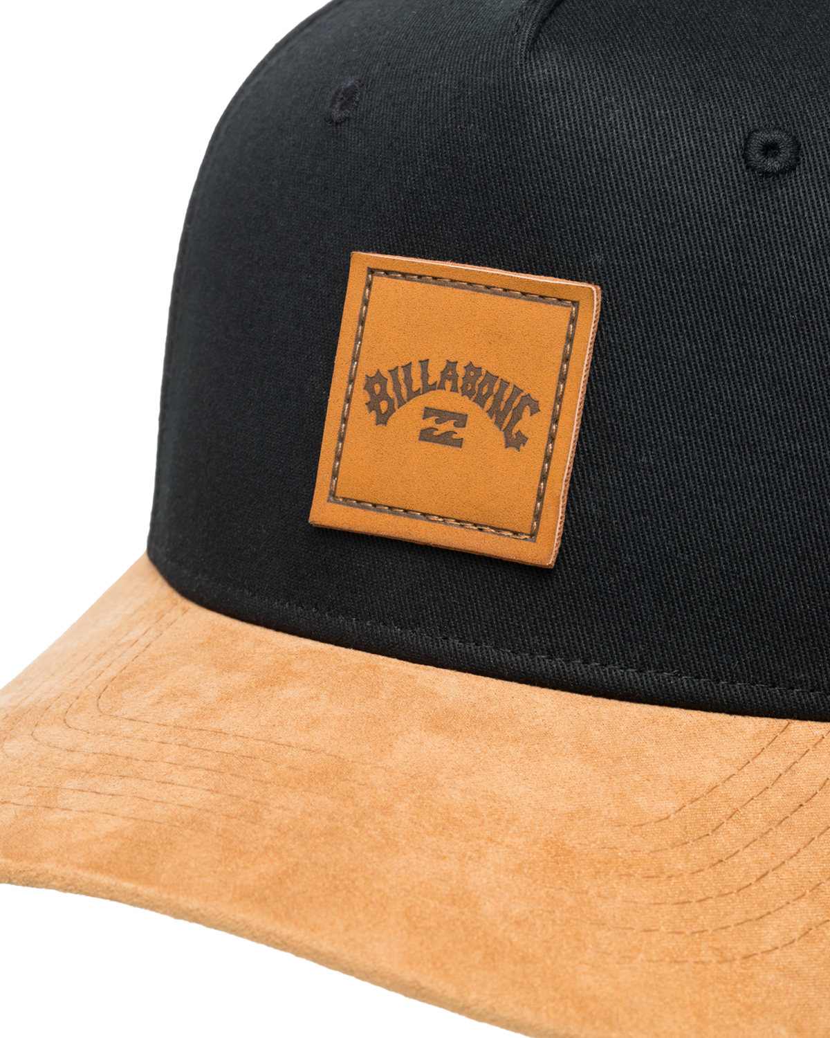 Stacked Snapback Cap in Black & Tan