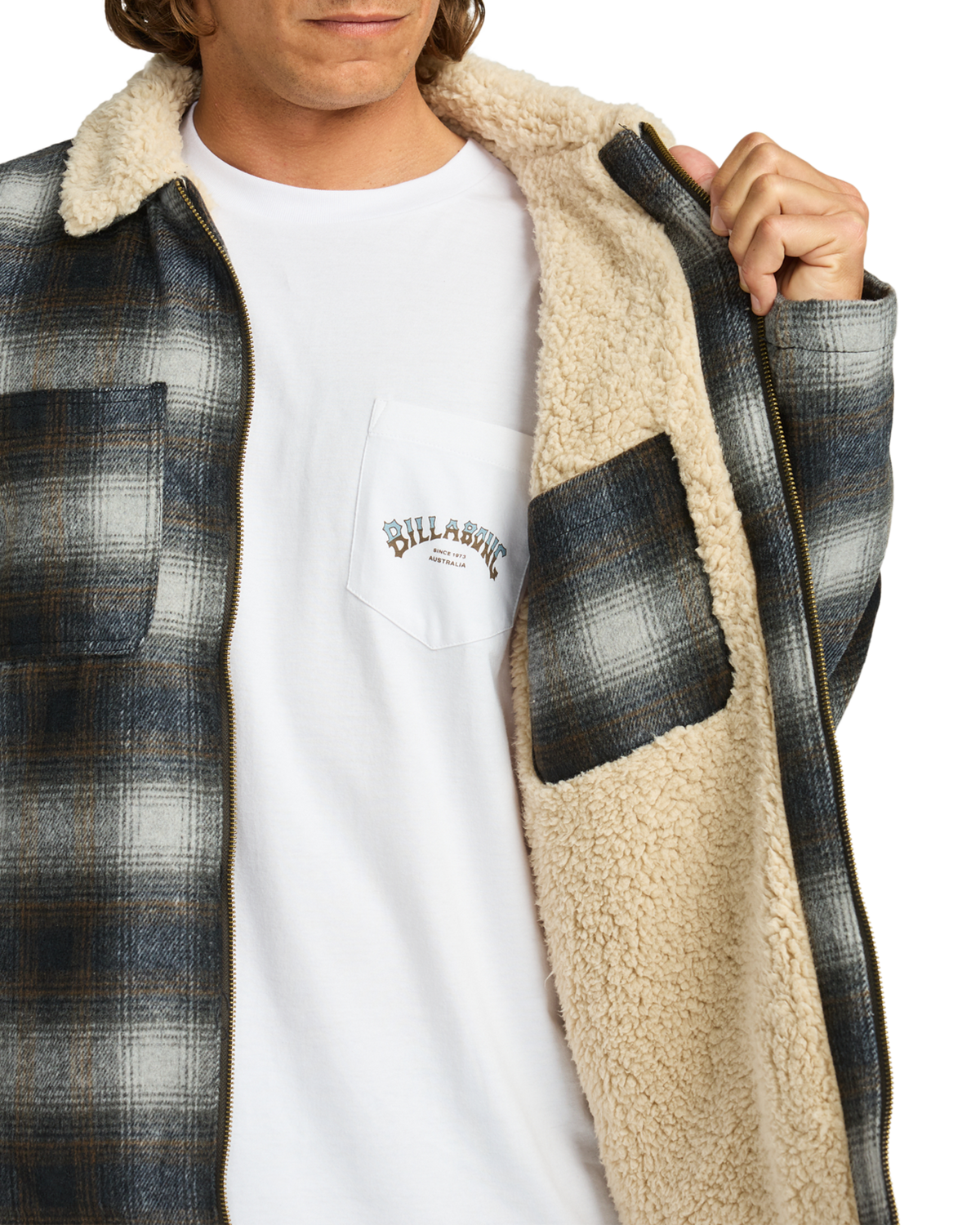The Billabong Mens Hills Sherpa Jacket in Raven