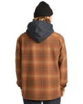 The Billabong Mens Furnace Flannel Hoodie Shirt in Dark Cedar
