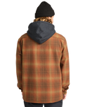 The Billabong Mens Furnace Flannel Hoodie Shirt in Dark Cedar