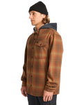 The Billabong Mens Furnace Flannel Hoodie Shirt in Dark Cedar