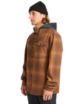The Billabong Mens Furnace Flannel Hoodie Shirt in Dark Cedar
