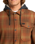 The Billabong Mens Furnace Flannel Hoodie Shirt in Dark Cedar