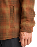 The Billabong Mens Furnace Flannel Hoodie Shirt in Dark Cedar