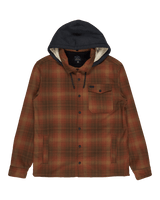 The Billabong Mens Furnace Flannel Hoodie Shirt in Dark Cedar