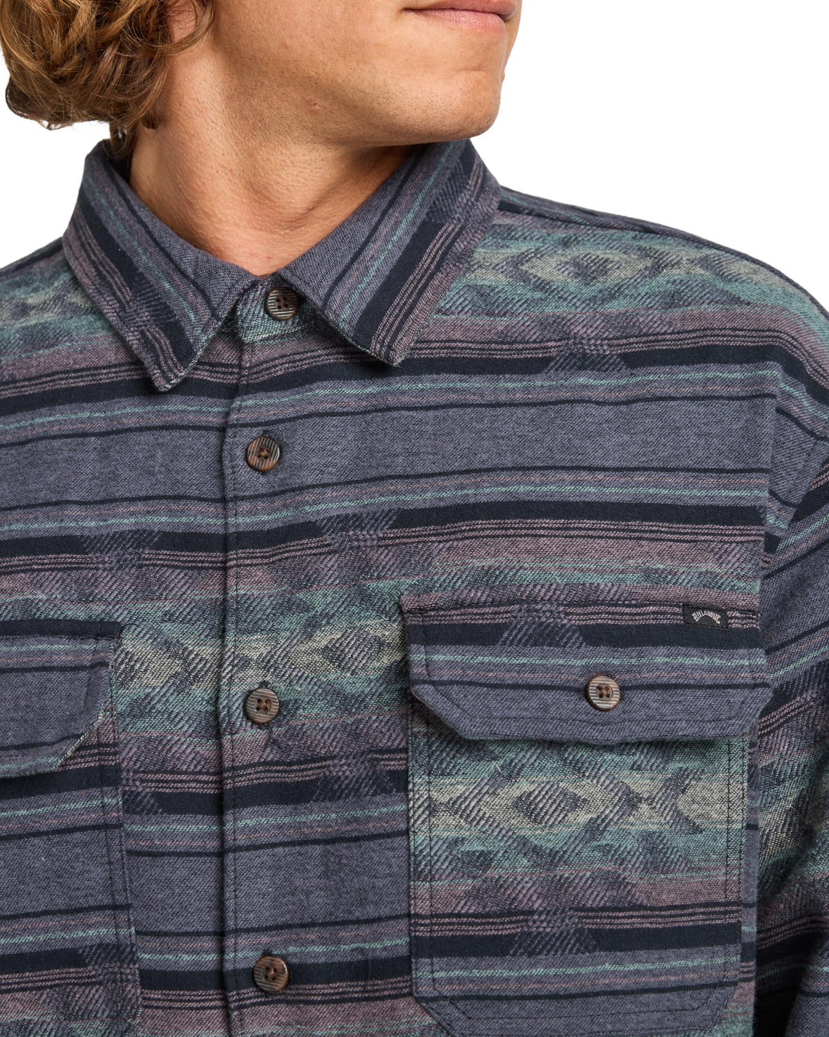 The Billabong Mens Offshore Jacquard Flannel Shirt in Ombre Blue
