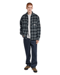 The Element Mens Fuzzy Check Jacket in Brushed Plaid Dark Slate