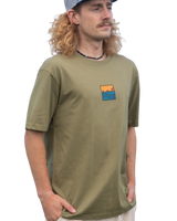 The Salt Water Seeker Mens Trio T-Shirt in Faded Khaki