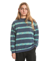The Quiksilver Boys Boys Take Us Back Sweatshirt in Crown Blue & Heritage Stripe