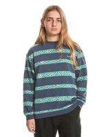 The Quiksilver Boys Boys Take Us Back Sweatshirt in Crown Blue & Heritage Stripe