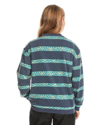 The Quiksilver Boys Boys Take Us Back Sweatshirt in Crown Blue & Heritage Stripe